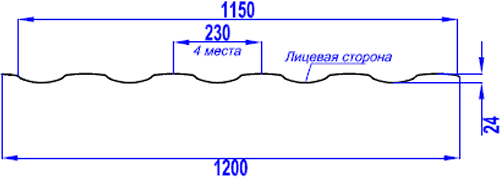 Металлочерепица МОНТЕКРИСТО - соотношение (схема 1)