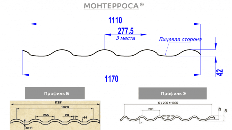Металлочерепица МОНТЕРОССА - схема 1